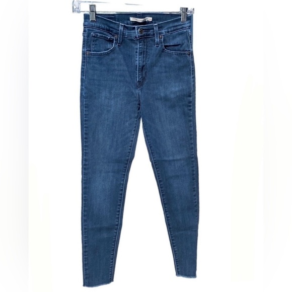 Levi’s Mile High Super Skinny jeans womens 26 denim raw hem distressed ankle - Picture 1 of 10